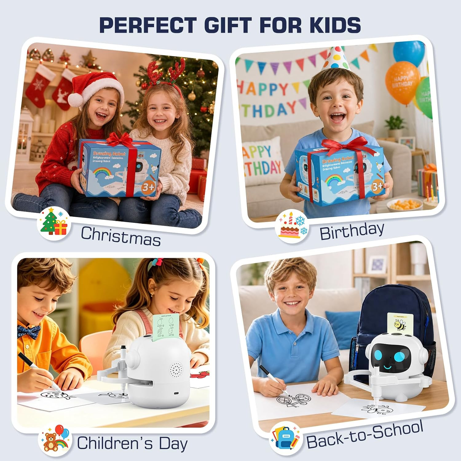 Drawing Robot for Kids, 200 Cards Voice Interactive Educational Toy for 3 4 5 6