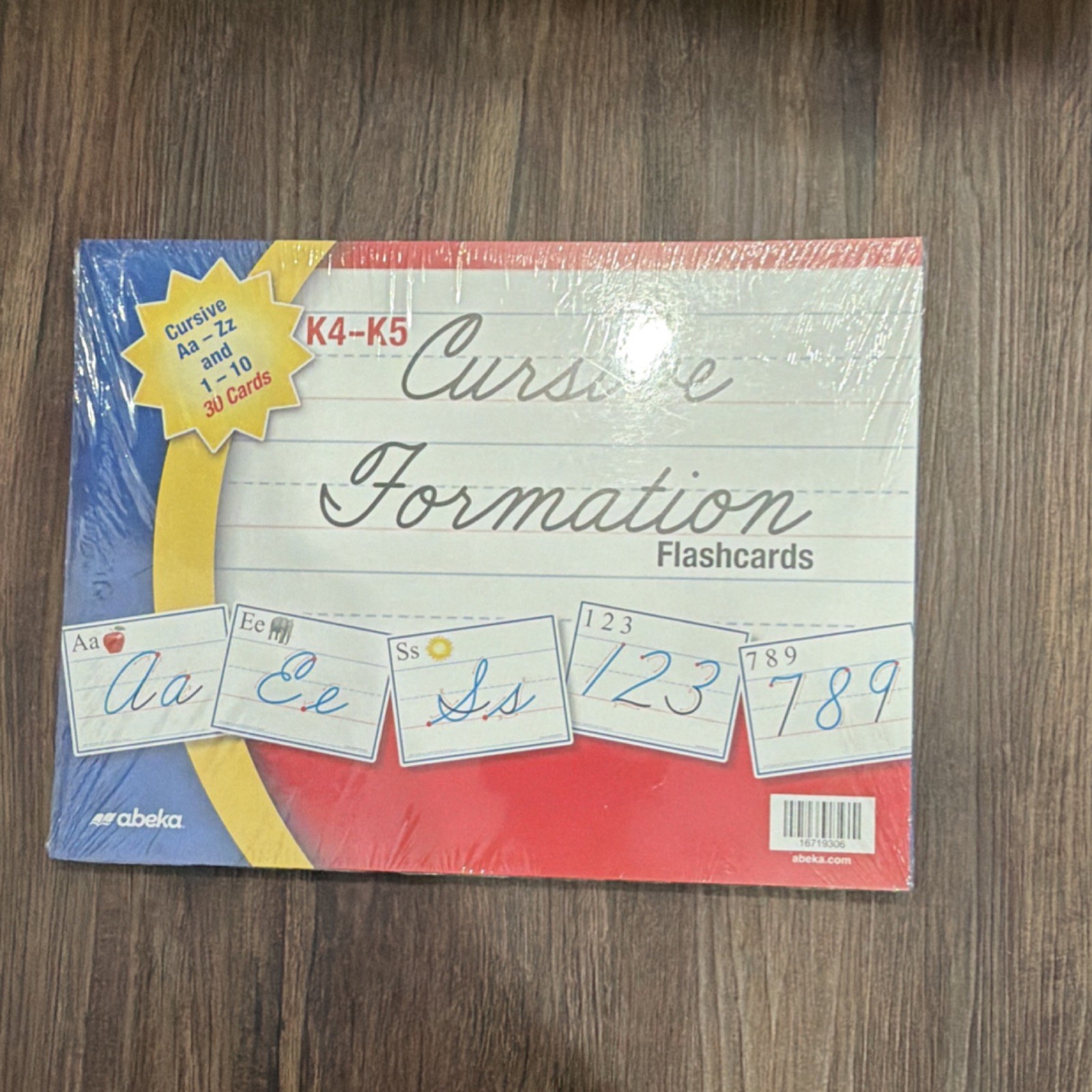 Abeka K4-K5 Cursive Formation Flashcards Alphabet Letters 30 Cards Multicolor