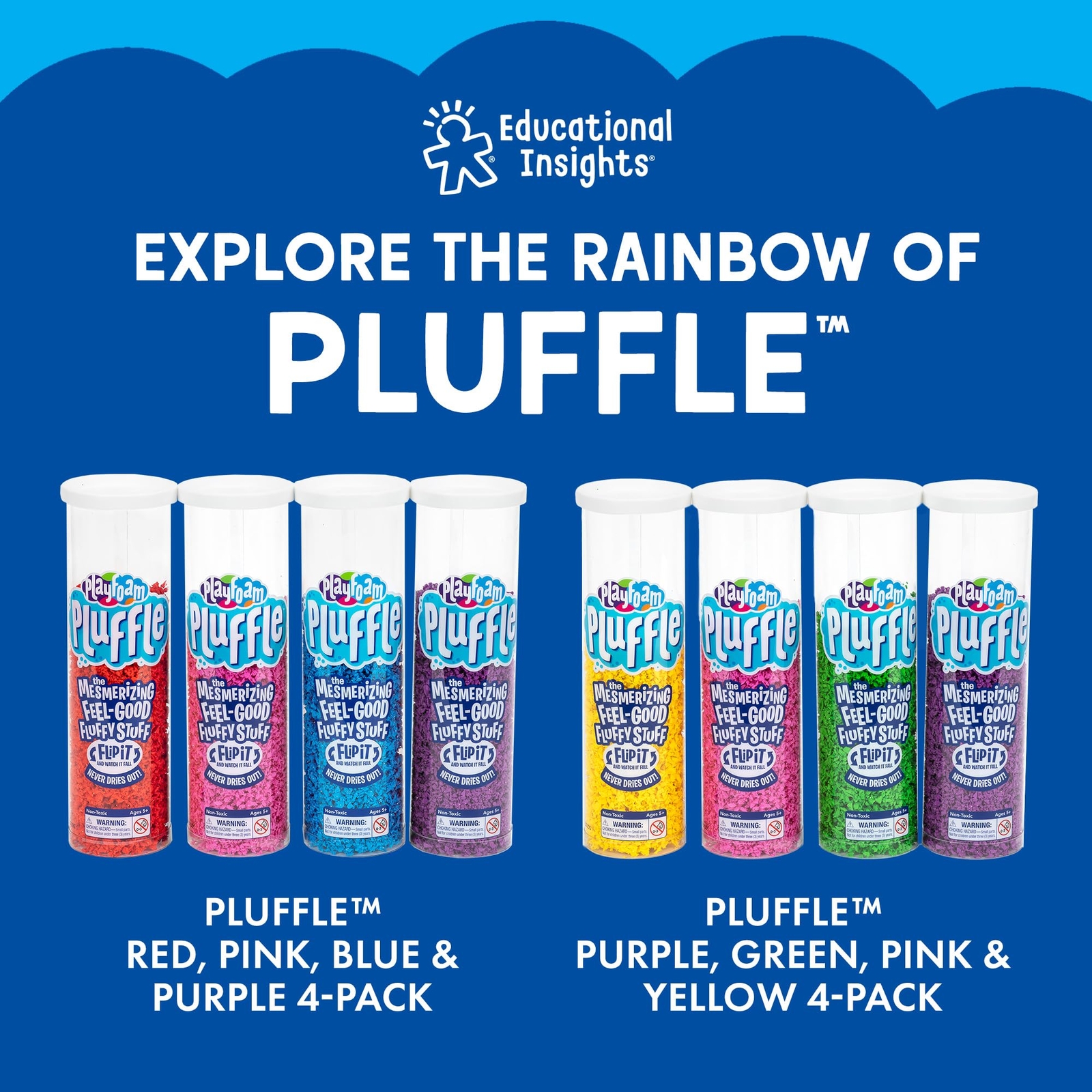Playfoam Pluffle Sensory Bins 4 Pack Non Toxic Fluffy Learning Toy for Kids