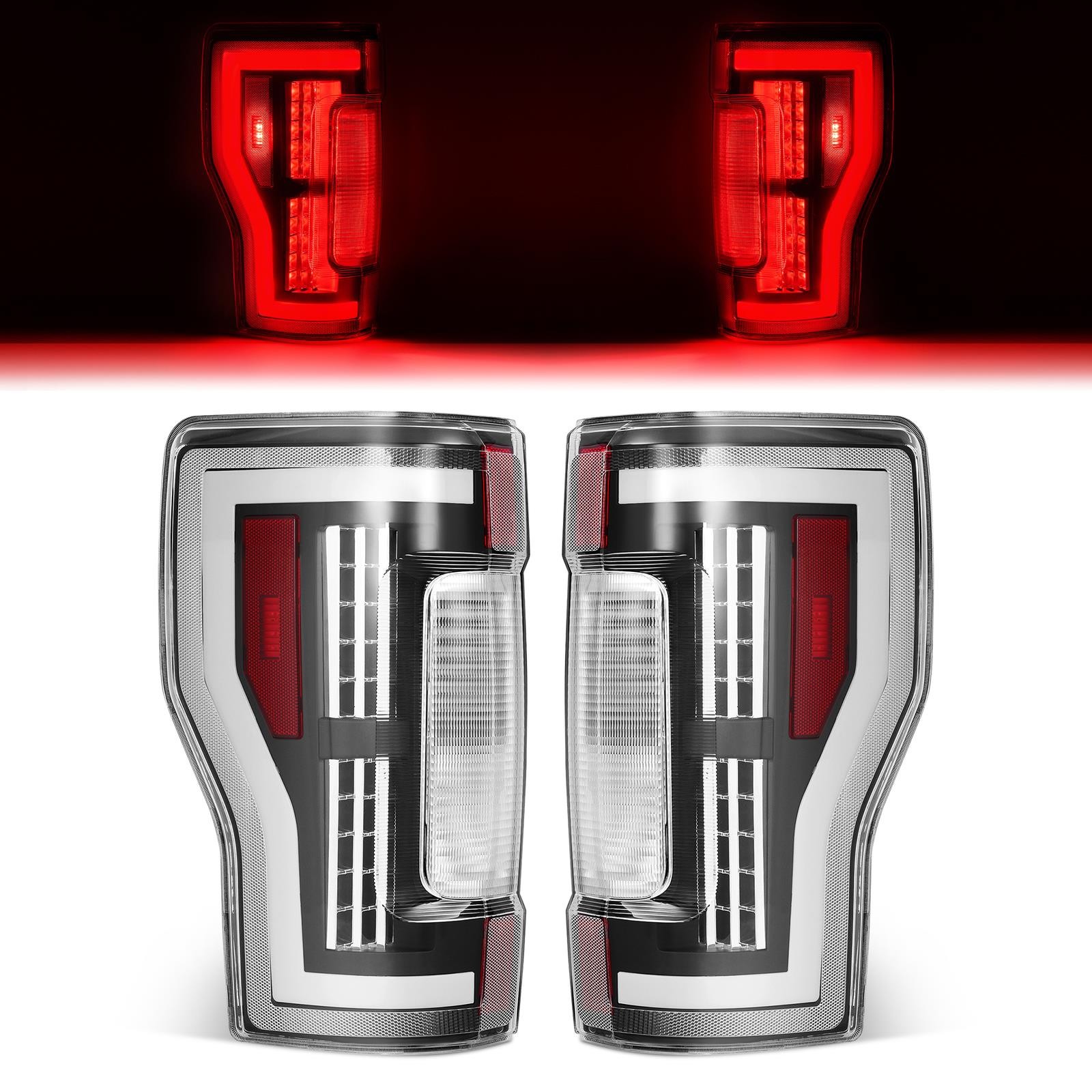 17-19 Ford F250 F350 F450 Sequential LED Tail Lights Black Housing Clear Lens