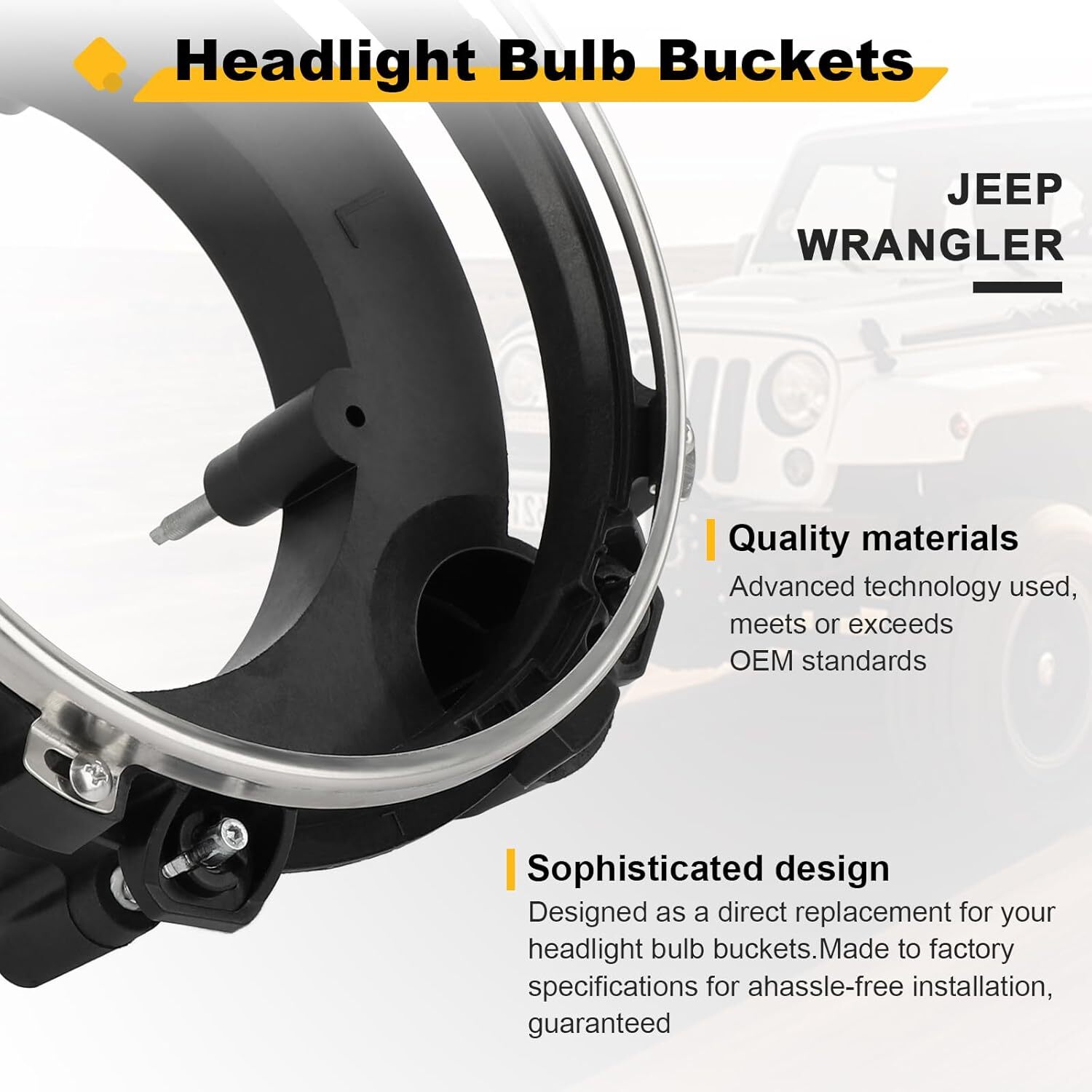2 PCS Headlight Bulb Bracket Buckets Left & Right for 1997-2006 Jeep Wrangler