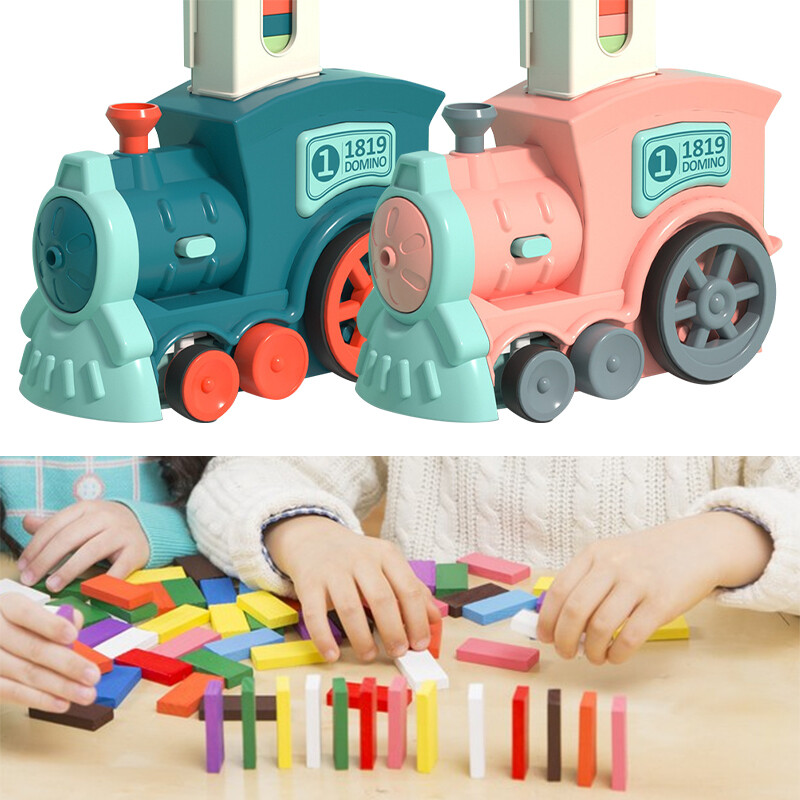 Kids Electric Domino Train Automatic Laying Dominoes Brick Car Blocks Toy Set US