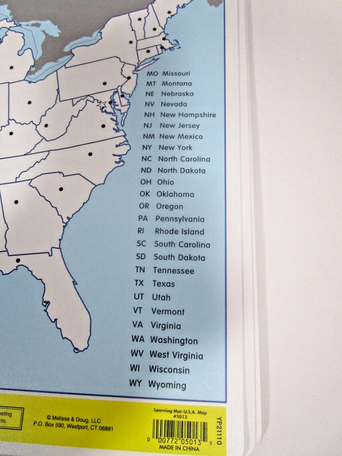 Melissa & Doug USA Map Reusable Learning Mats Lot of 4 Learn States Capitals