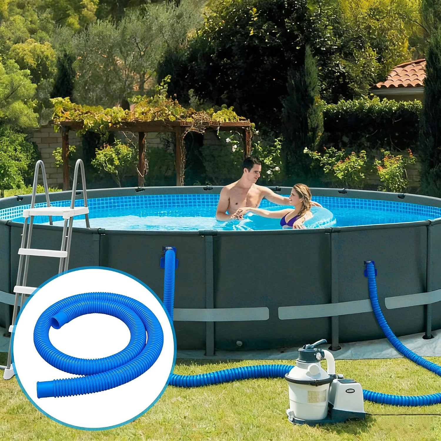 2 Pack Pool Pump Hoses for Above Ground Pools 1.25″ x 59″ Long Filter Pump Hose