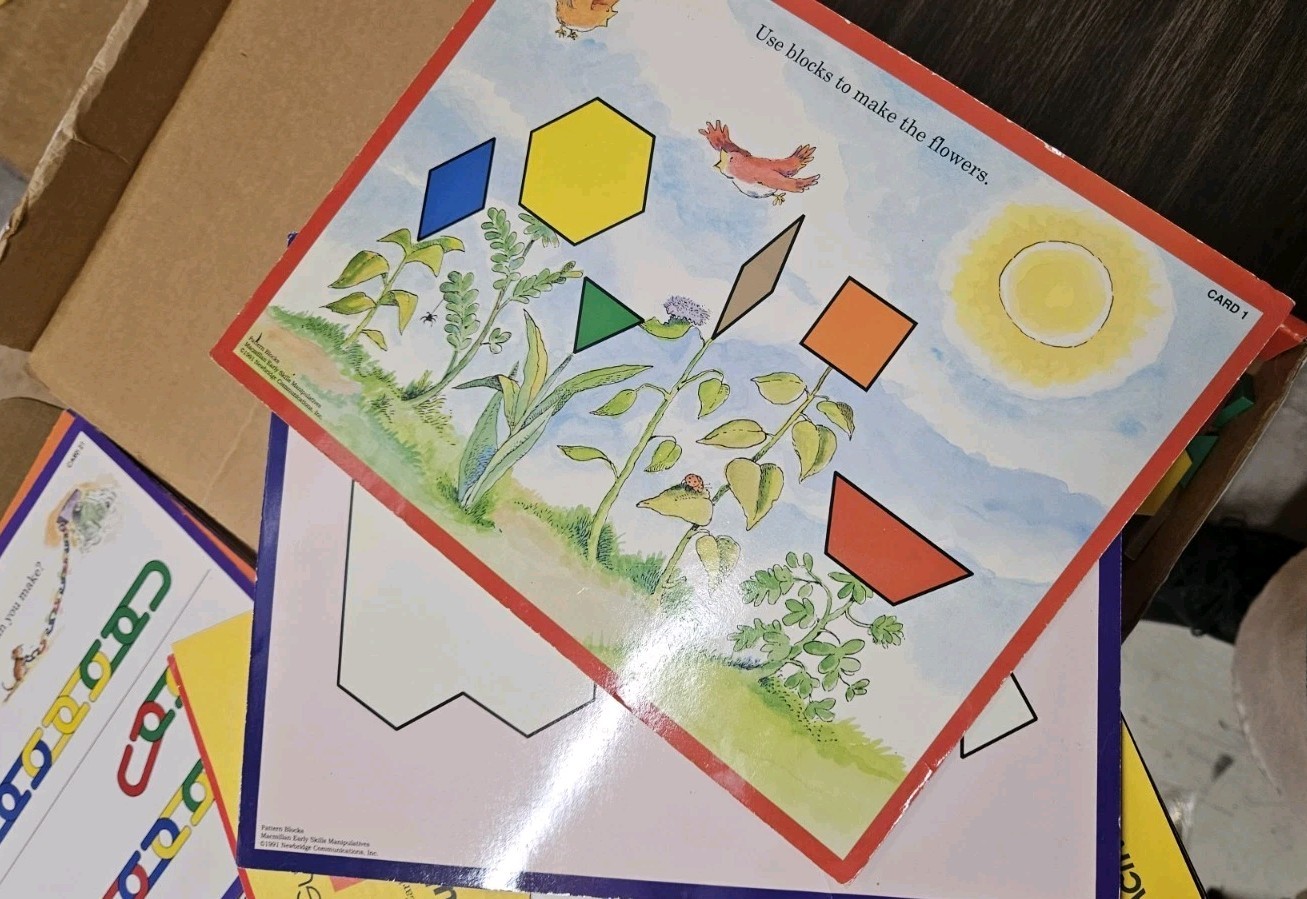 Macmillan Early Skills Manipulatives Links + Pattern Blocks 1991 Vintage Toys