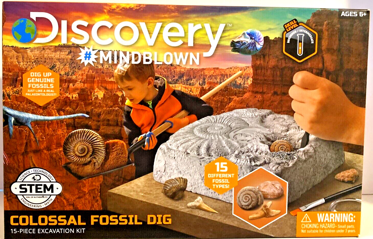 DISCOVERY #Mindblown Colossal Fossil Dig Excavation Kit 15 Different Types NEW