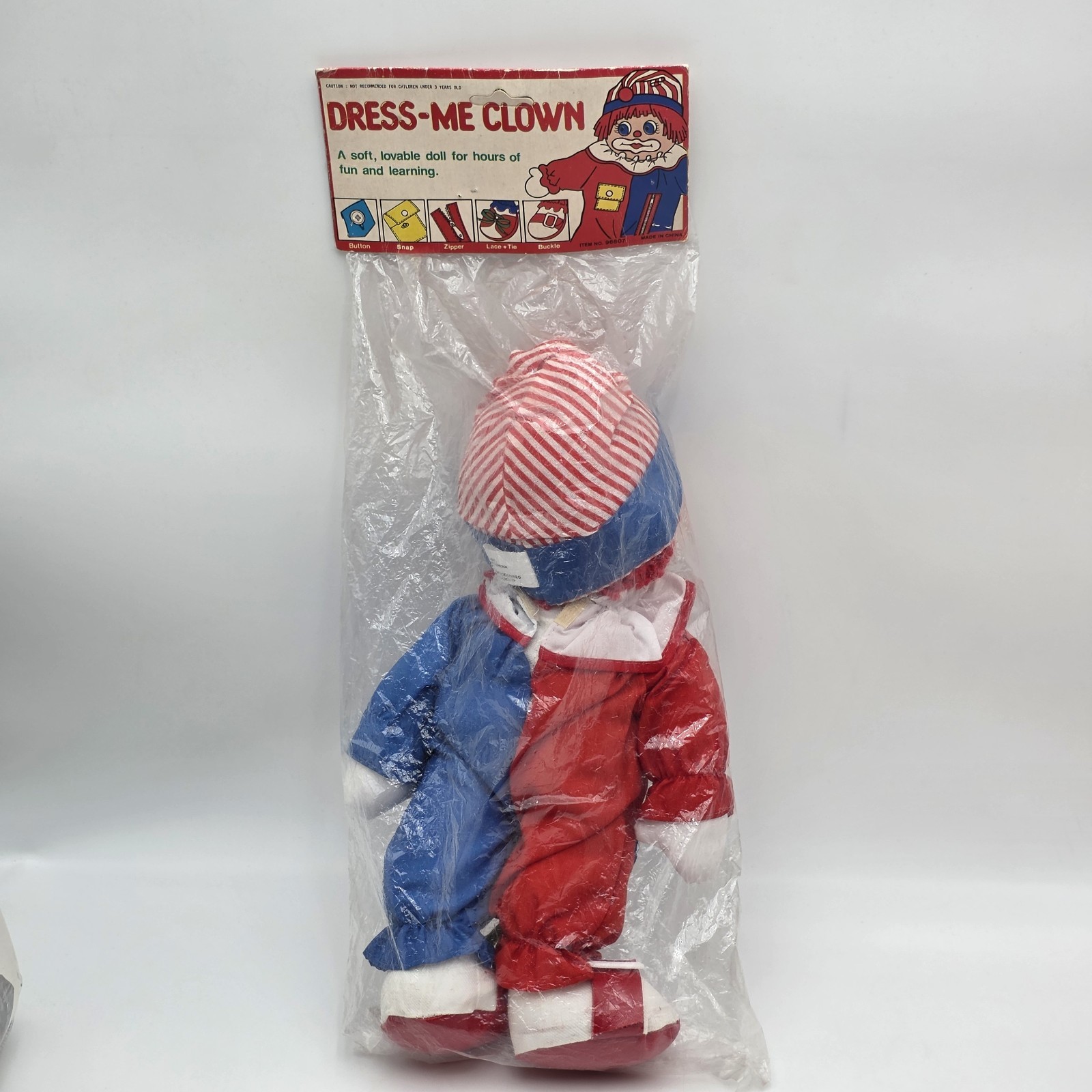 Chadwick DRESS ME Clown Doll 14″ Teaching Plush Snap Button Zipper New