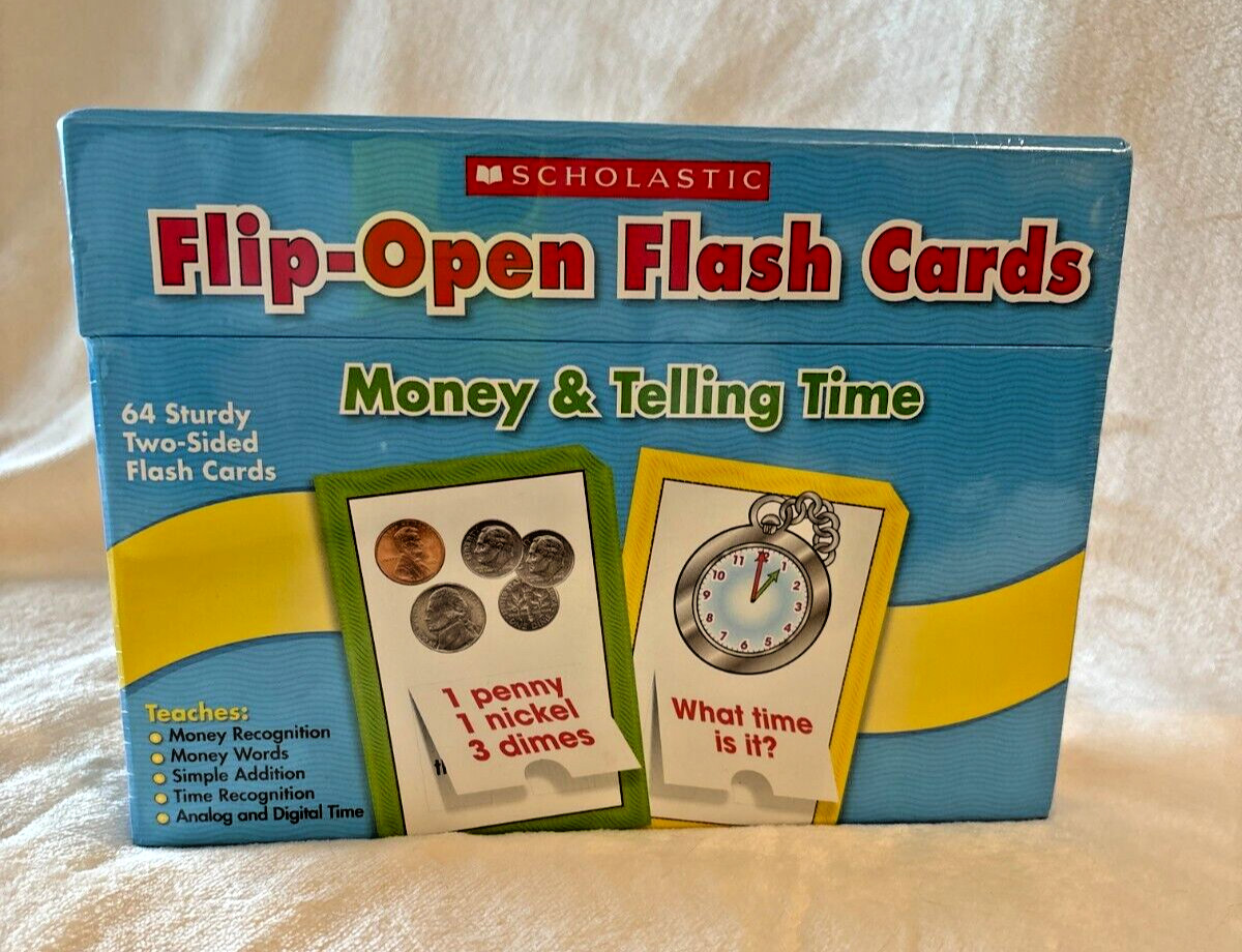 Scholastic Flip Open Flash Cards Money & Telling Time