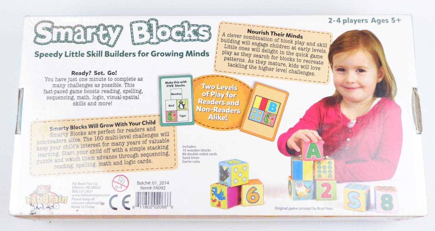 Smarty Blocks By Fat Brain Toys Stacking Puzzle Skill Builder Game 2014 – Sealed