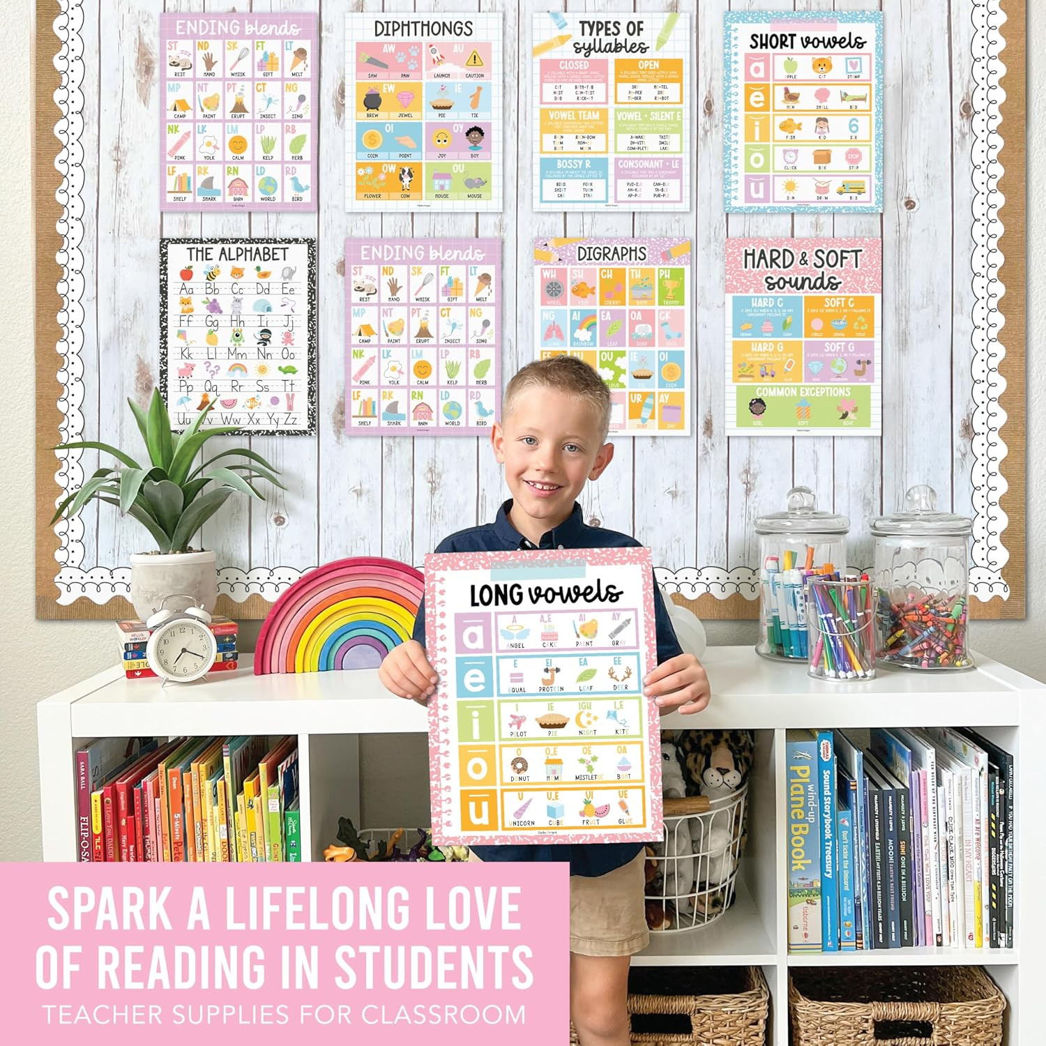Phonics Posters for Classroom Must Haves – 9 Sound Wall for Kindergarten & Eleme