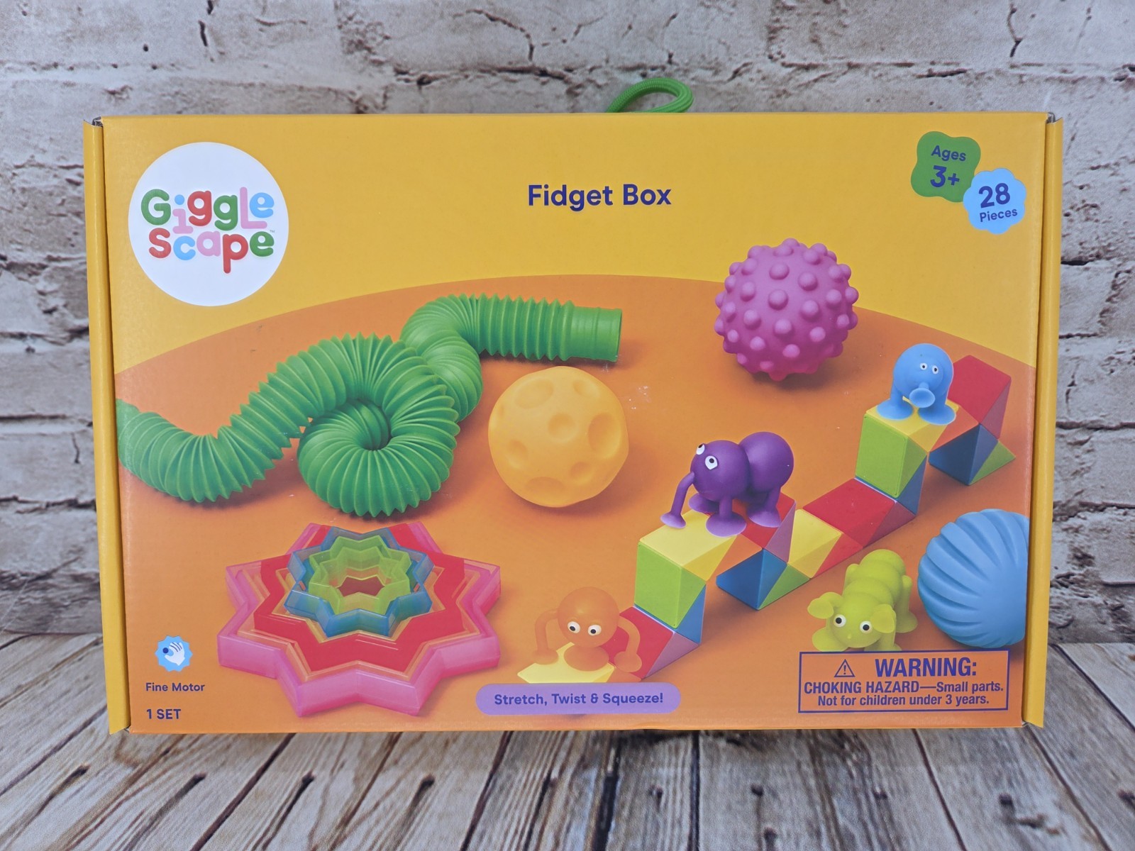 Giggle Scape Fidget Box 28-Piece Set For Ages 3+ Stretch Twist & Squeeze