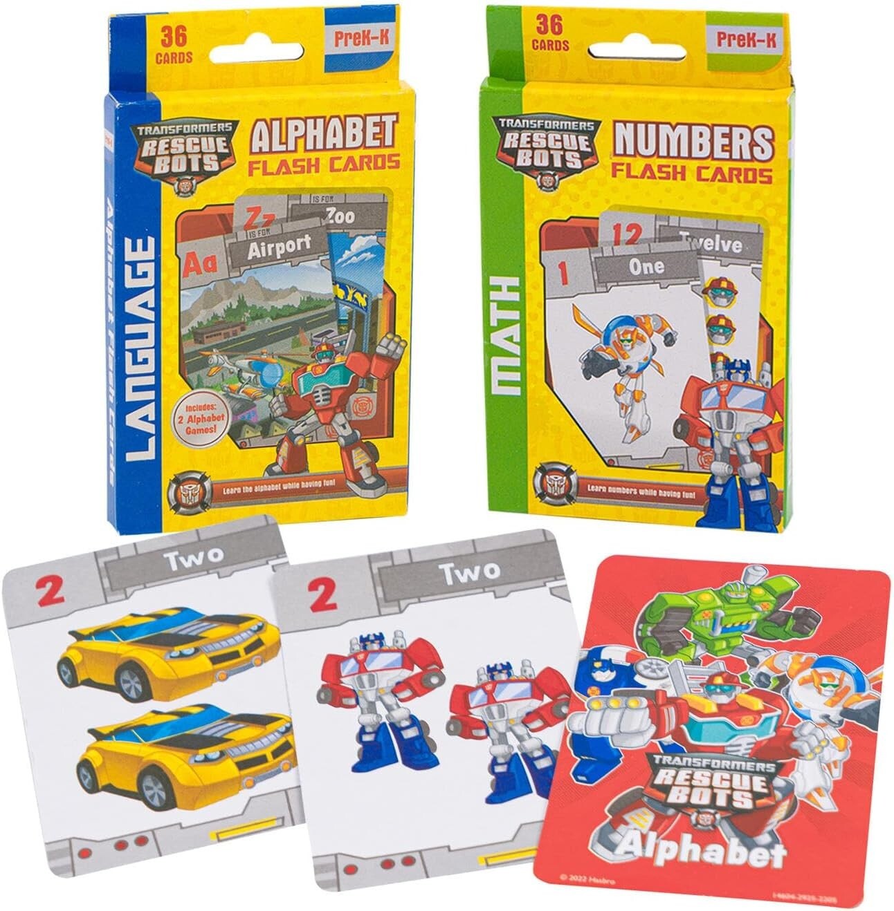 Transformer Rescue Bots Flash Cards – Numbers, Alphabet – PreK-K (Set of 2)
