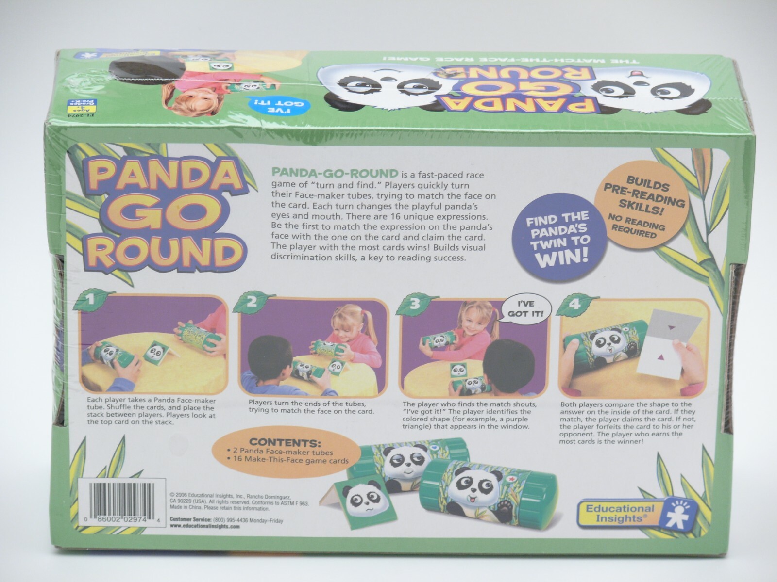 PANDA-GO-ROUND Match The Face Race Game Pre-Reading Skills BRAND NEW Ships FAST