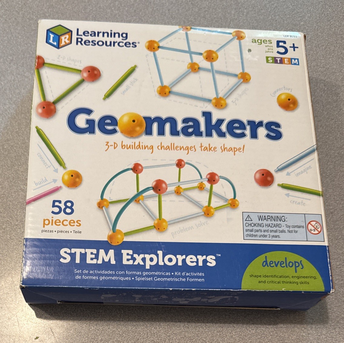 Learning Resources Stem Explorers Geomakers 58 Pcs Kids 5+ Toy 3D Building 9293