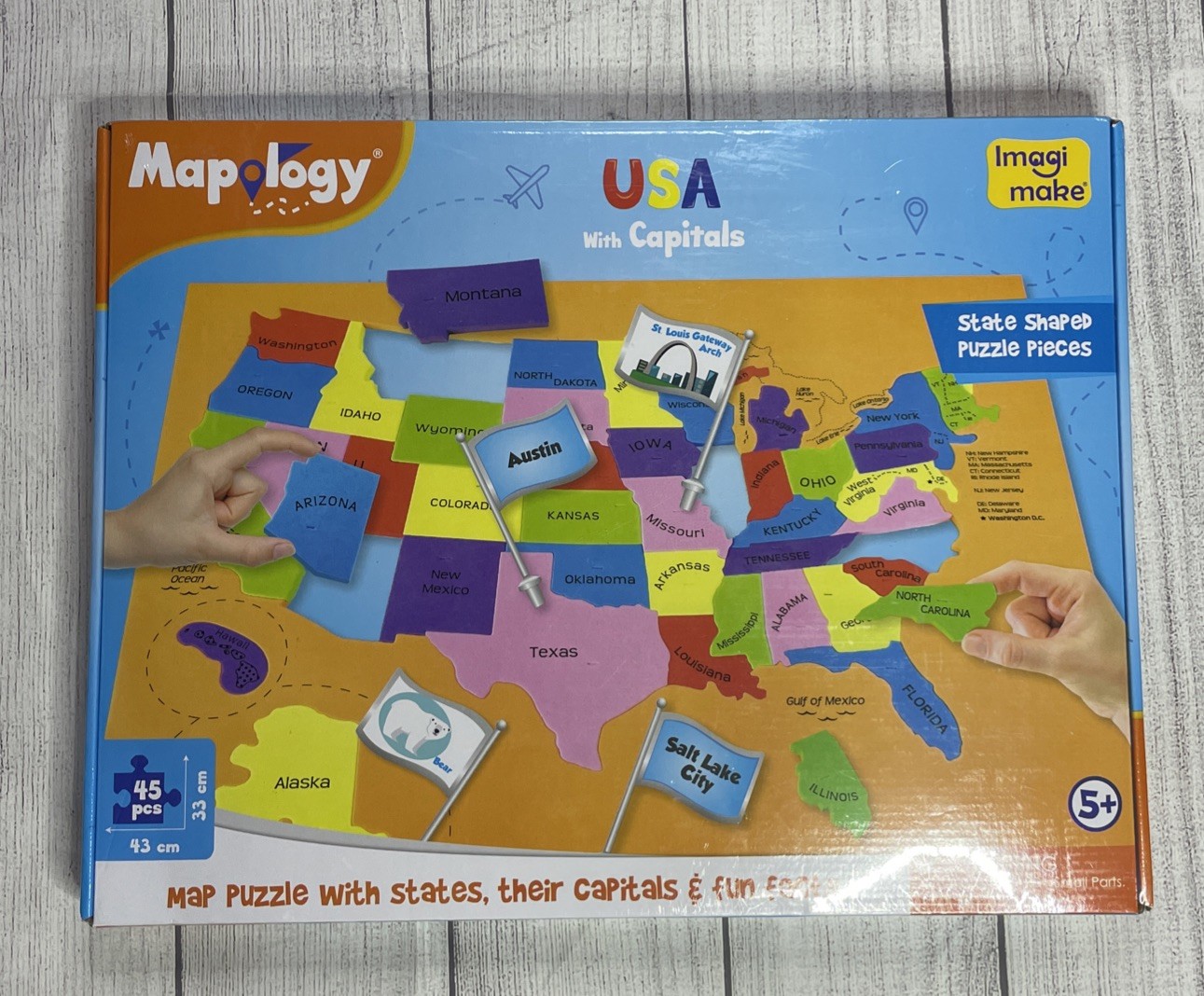 Mapology USA States with Their Capitals, Foam Jigsaw Puzzle & Flags Sealed New!
