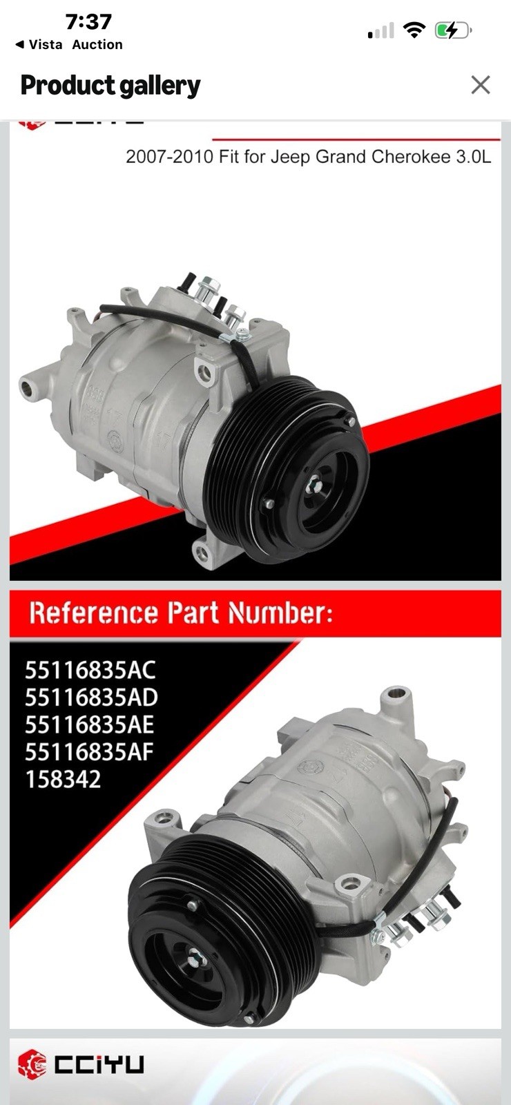 cciyu Air Conditioning Compressor 2007-2010 Fit for Jeep Grand Cherokee 3.0L AC