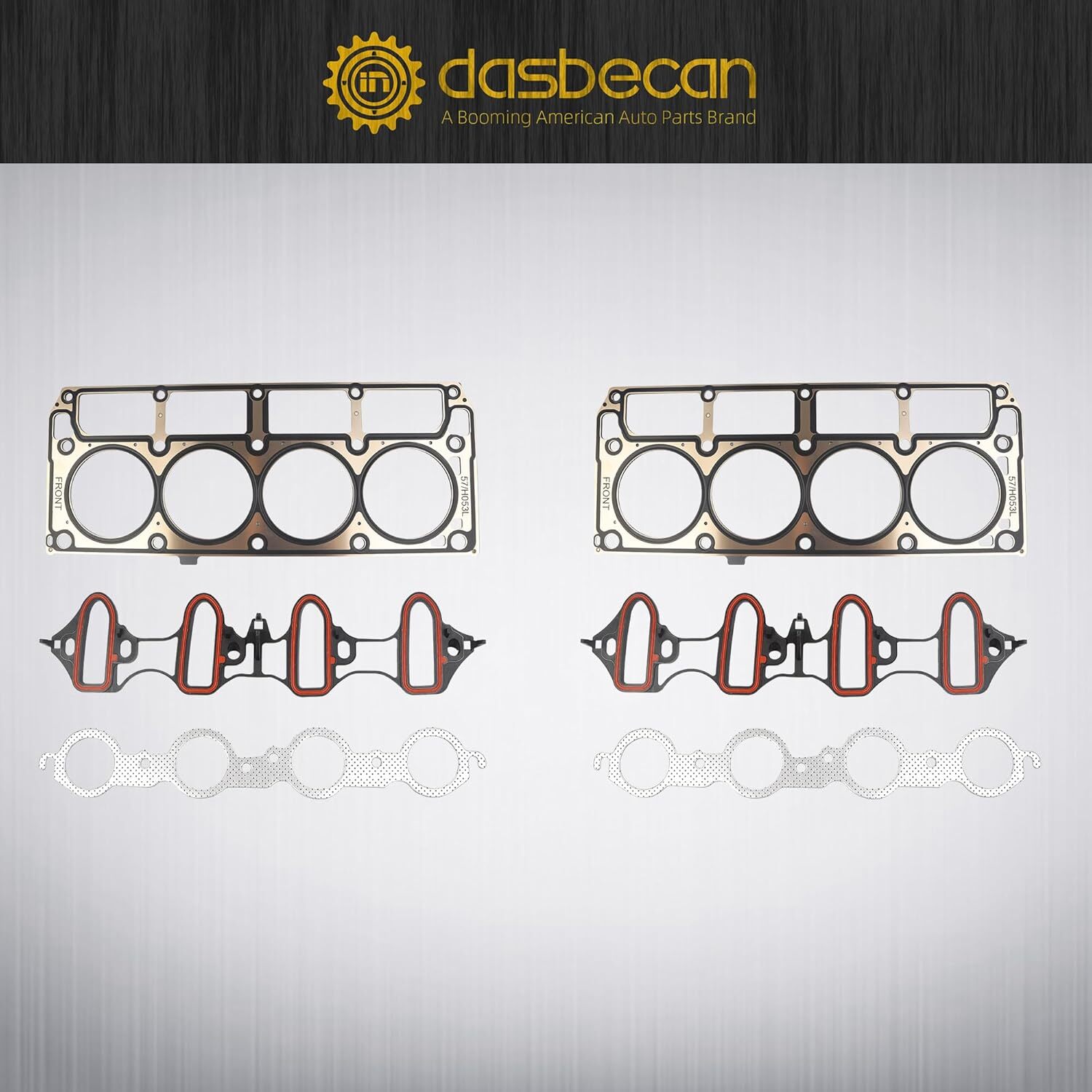 Dasbecan Full Cylinder 5.3 Head Gasket Set with ES72220 Bolts Intake Exhaust