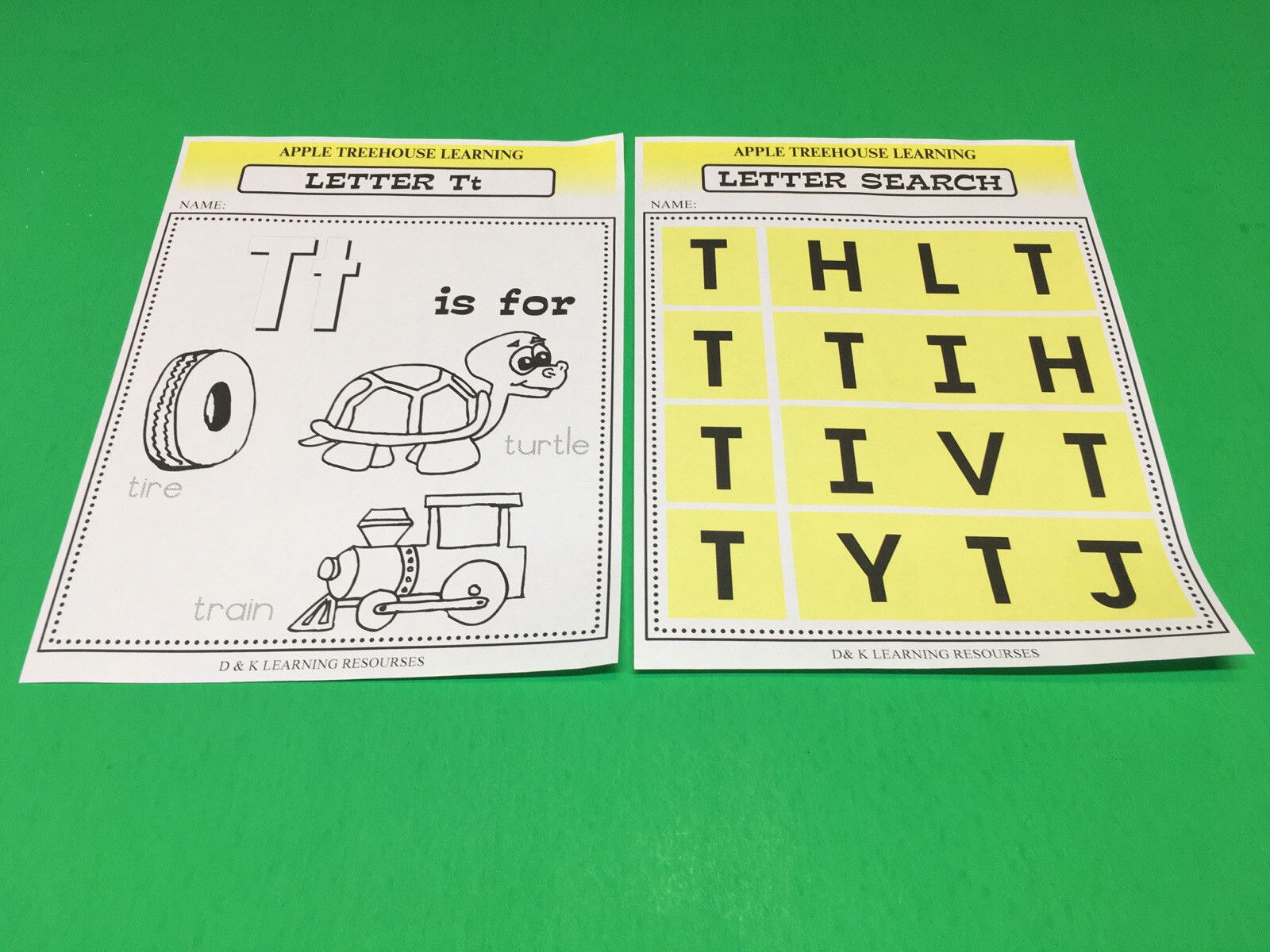 Letter Tt – Apple Treehouse Worksheets – Preschool Teaching supplies 20pgs