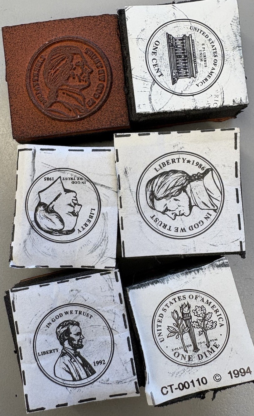 Money Stamps to Use with Ink Pad On Paper Lot of 2