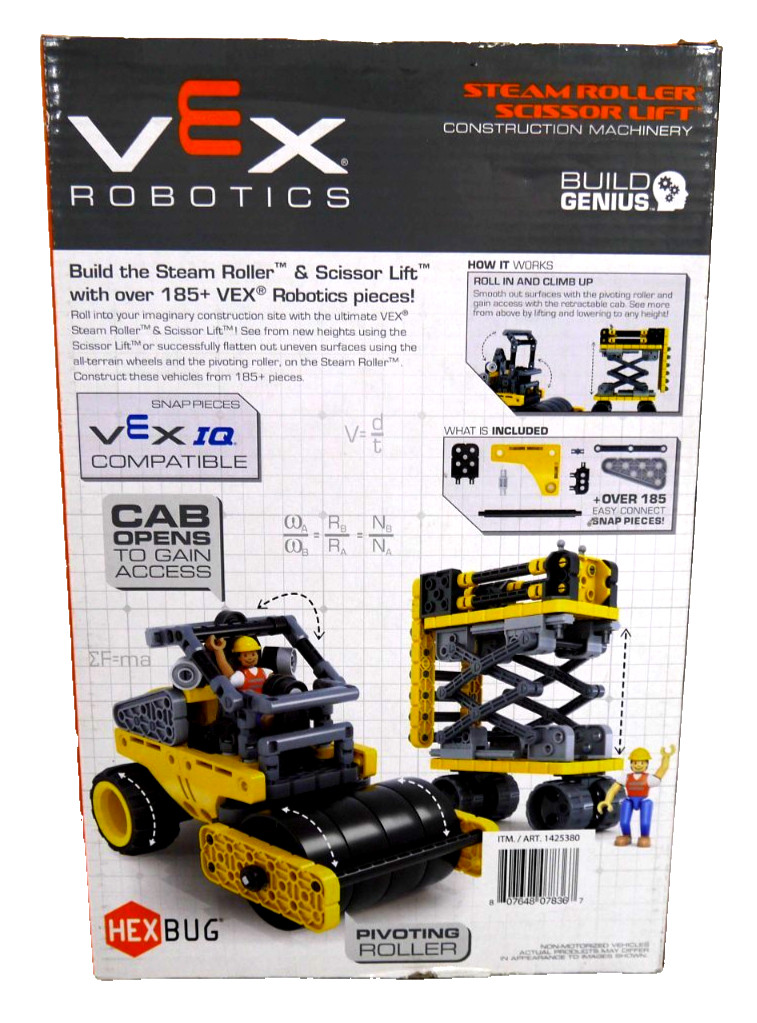HEXBUG Steam Roller & Scissor Lift building kit 185 pieces STEM for age 8+ NEW