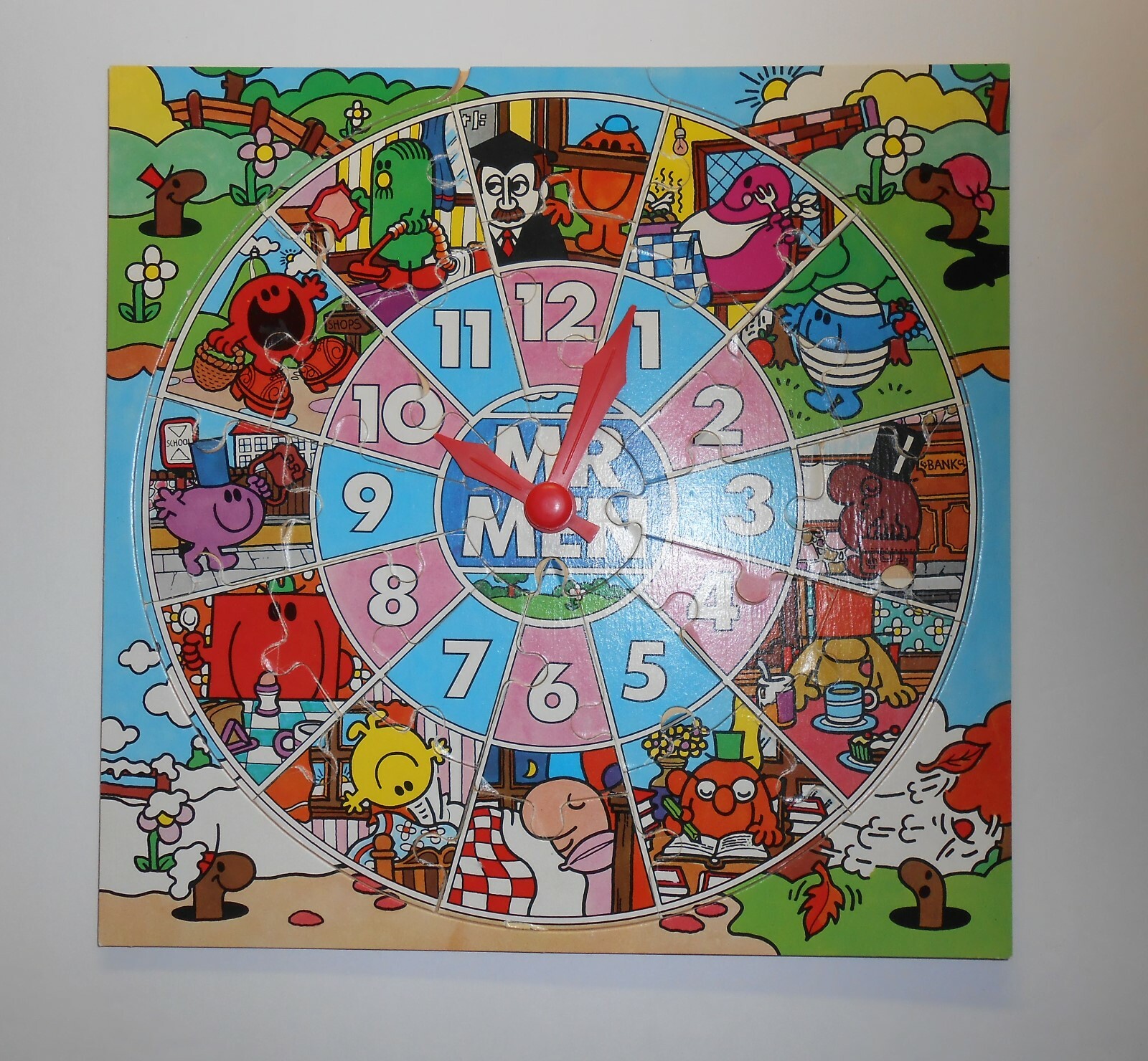 The MR. MEN Jigsaw Teaching Clock #1173 by Michael Stanfield, 1979