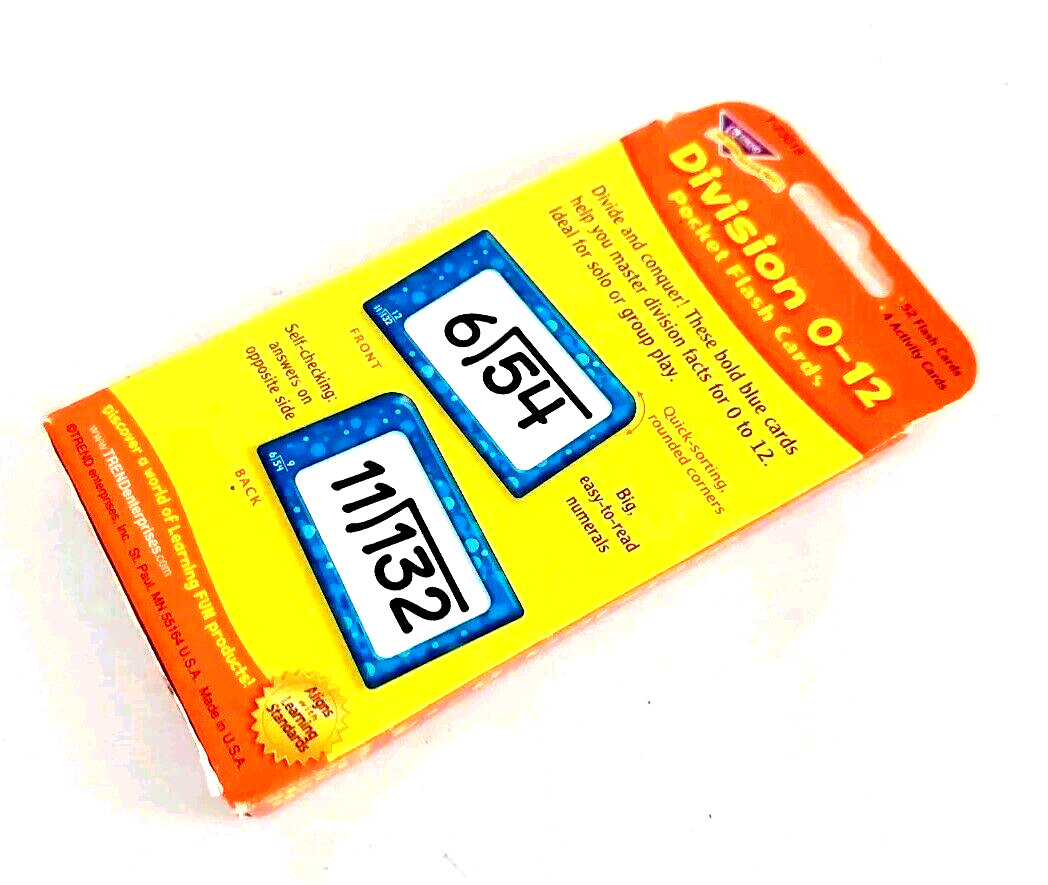 Trend Enterprise Division Flash Cards Flashcards 0-12 Homeschool 52 cards