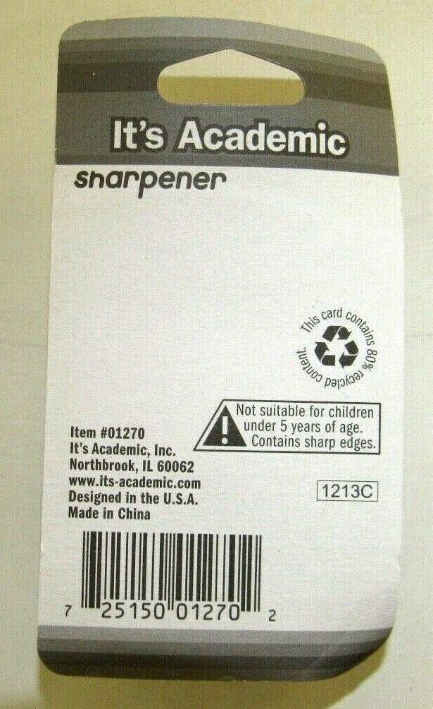 It’s Academic Elliptical Pencil Sharpeners Package of 6 – Blue, Red, Green NEW