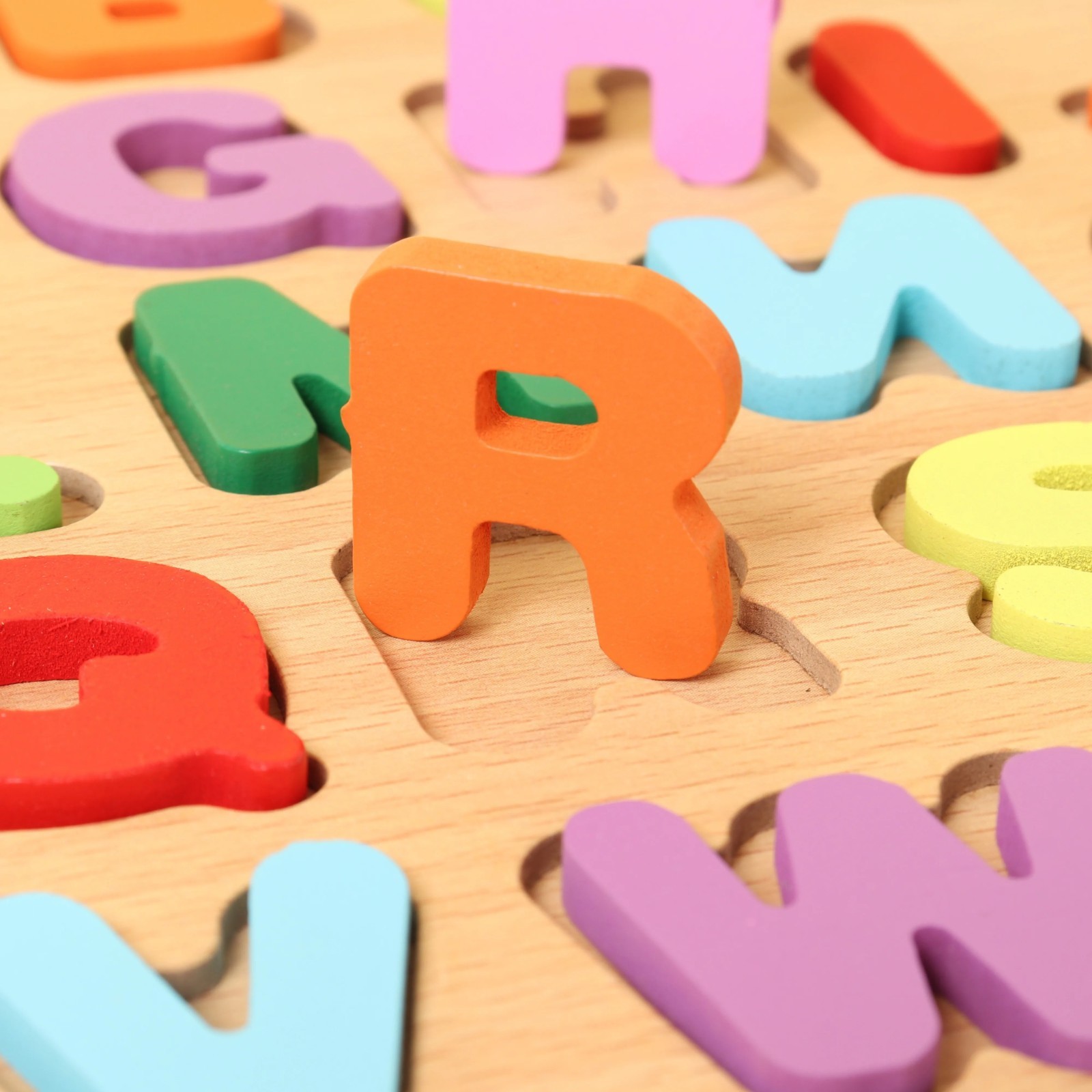 Wooden Alphabet Number Puzzle Board Kids Educational Matching Toy 3+