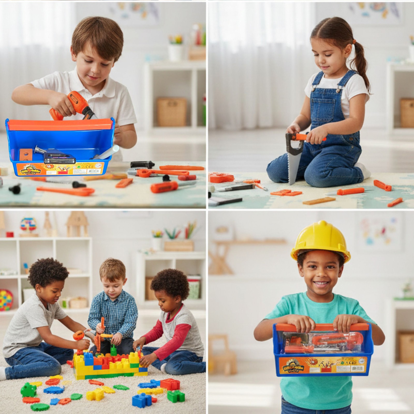 Deluxe 16-Piece Construction Tool Assorted Set Complete Workshop for Kids