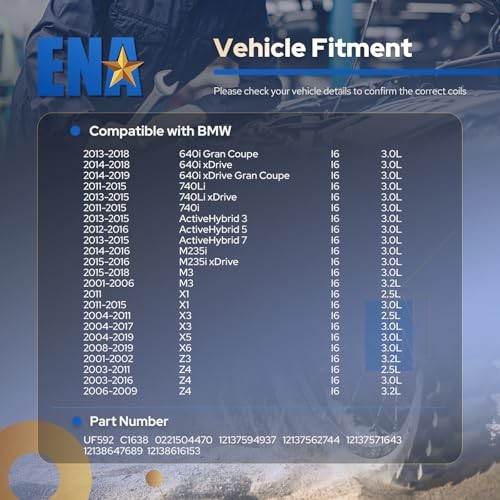 ENA Set of 6 Ignition Coil Pack Compatible with BMW 128i 135i 335i 325i 328i