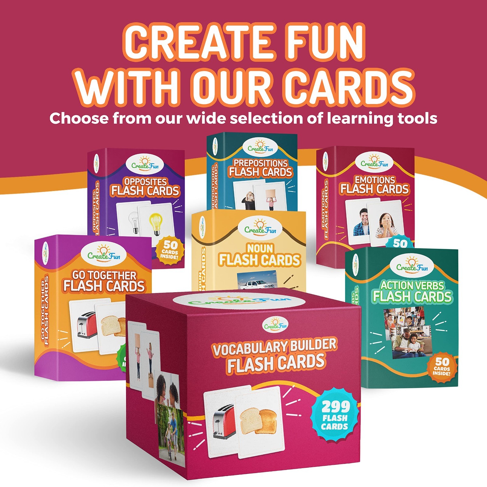 299 Vocabulary Builder Flash Cards – Educational Photo Cards for ESL, Speech The