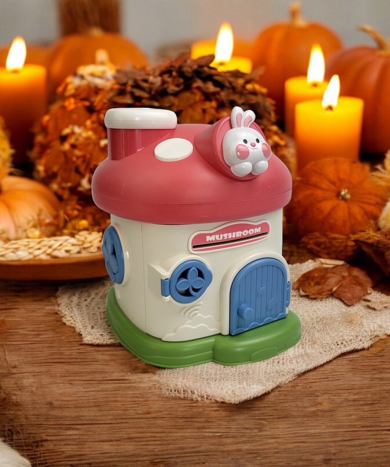 Mushroom House Piggy Bank Kids Secure Lock Money Box 2 Keys BPA Free ASTM