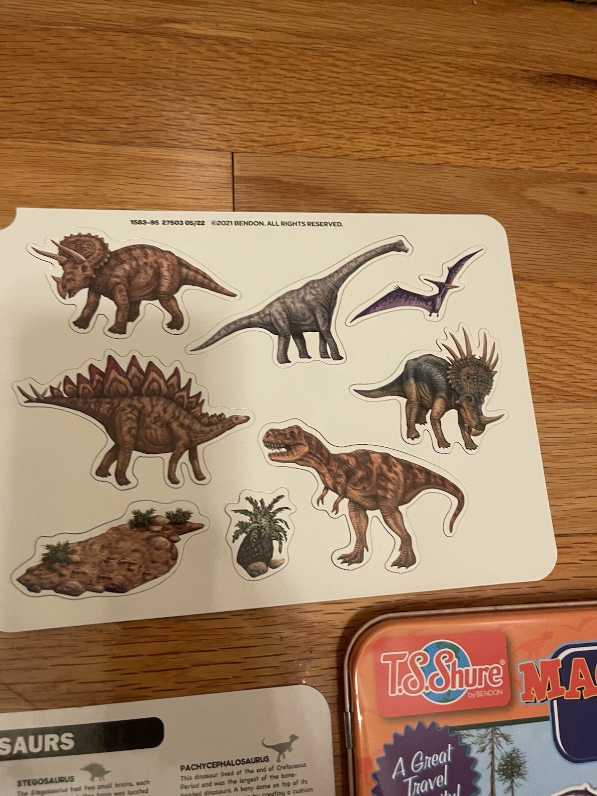 T.S Shure Magnetic Tins Dinosaurs New 25 Illustrated Magnets