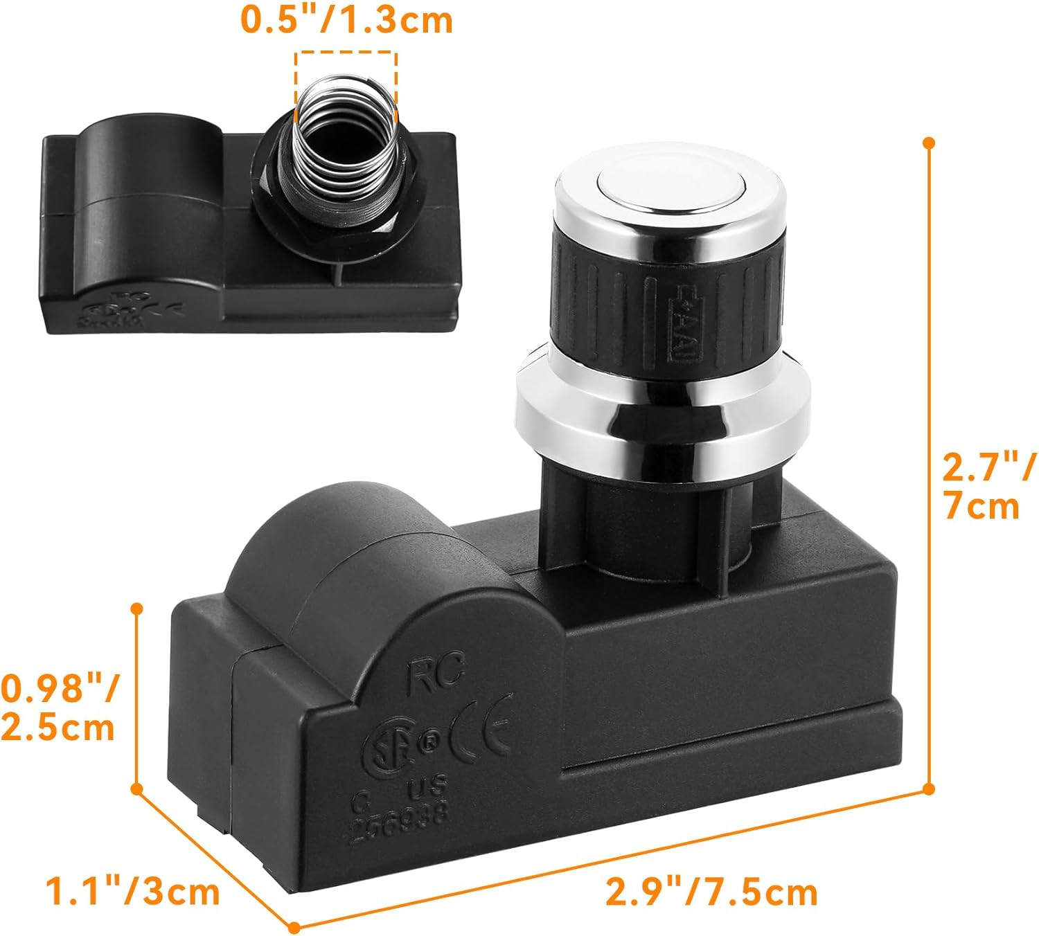 2 Male Outlets Universal Spark Generator AA Battery Tact Push Button Switch Elec