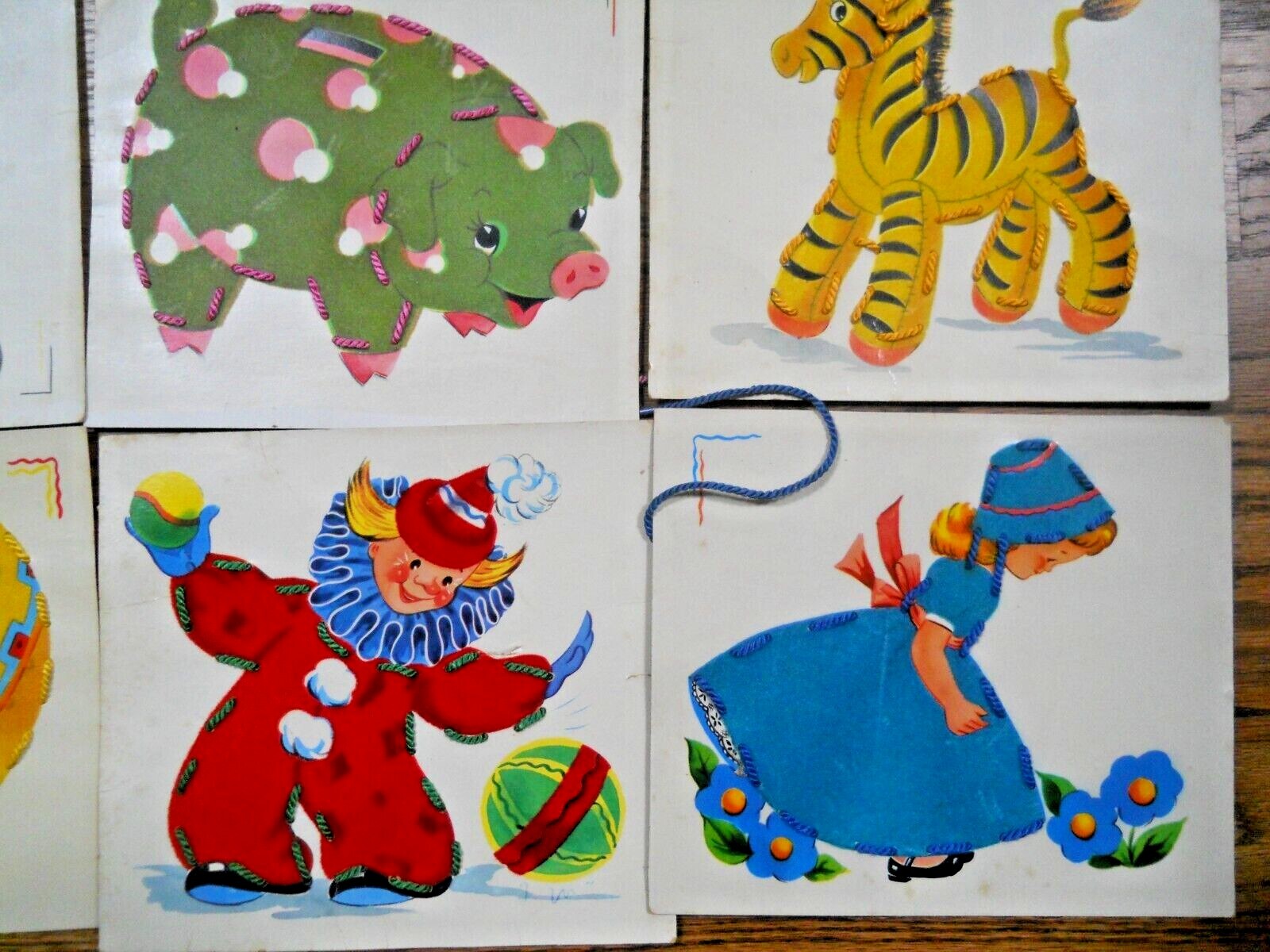 12 RARE Vintage Flocked Lacing Cards