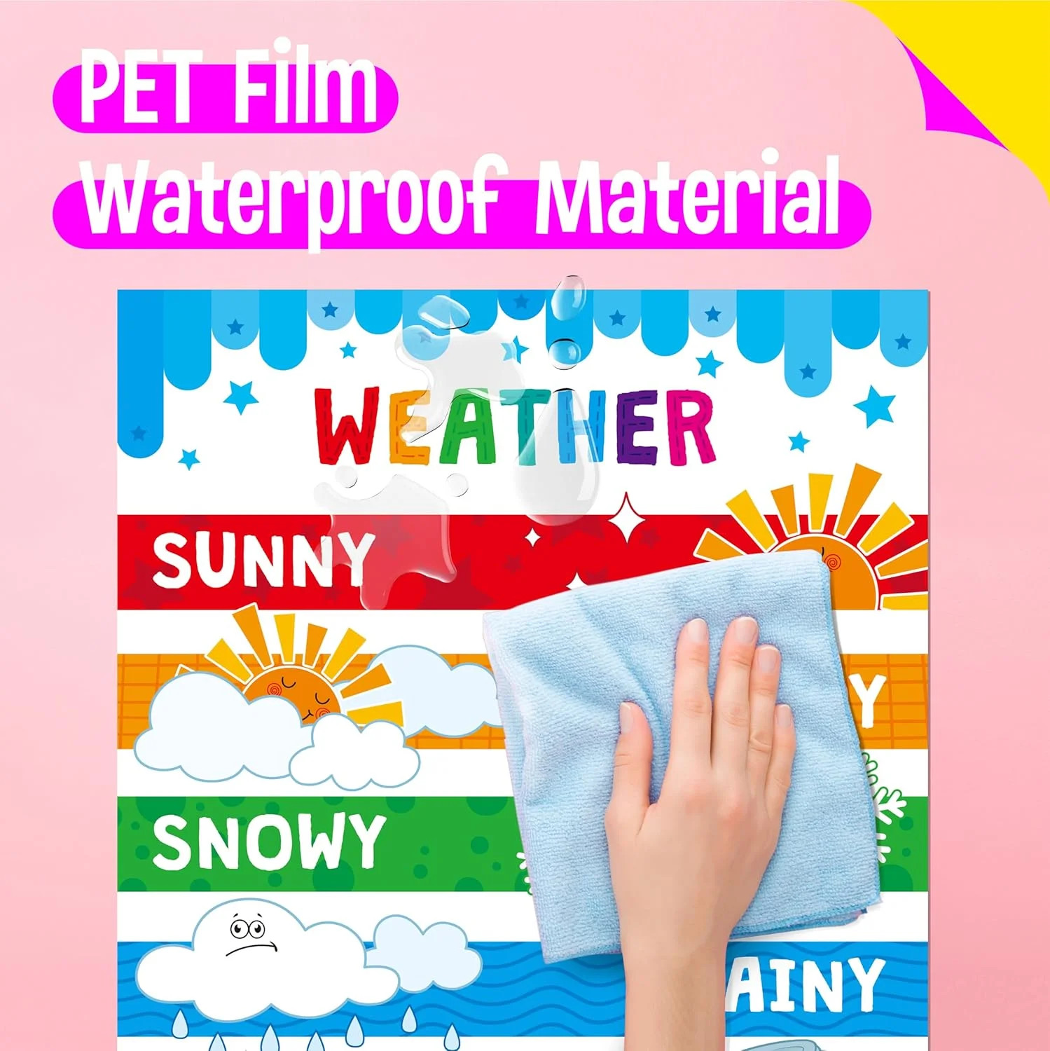 15 Packs Educational Poster, Thick Early Learning Posters Waterproof & Tear Proo