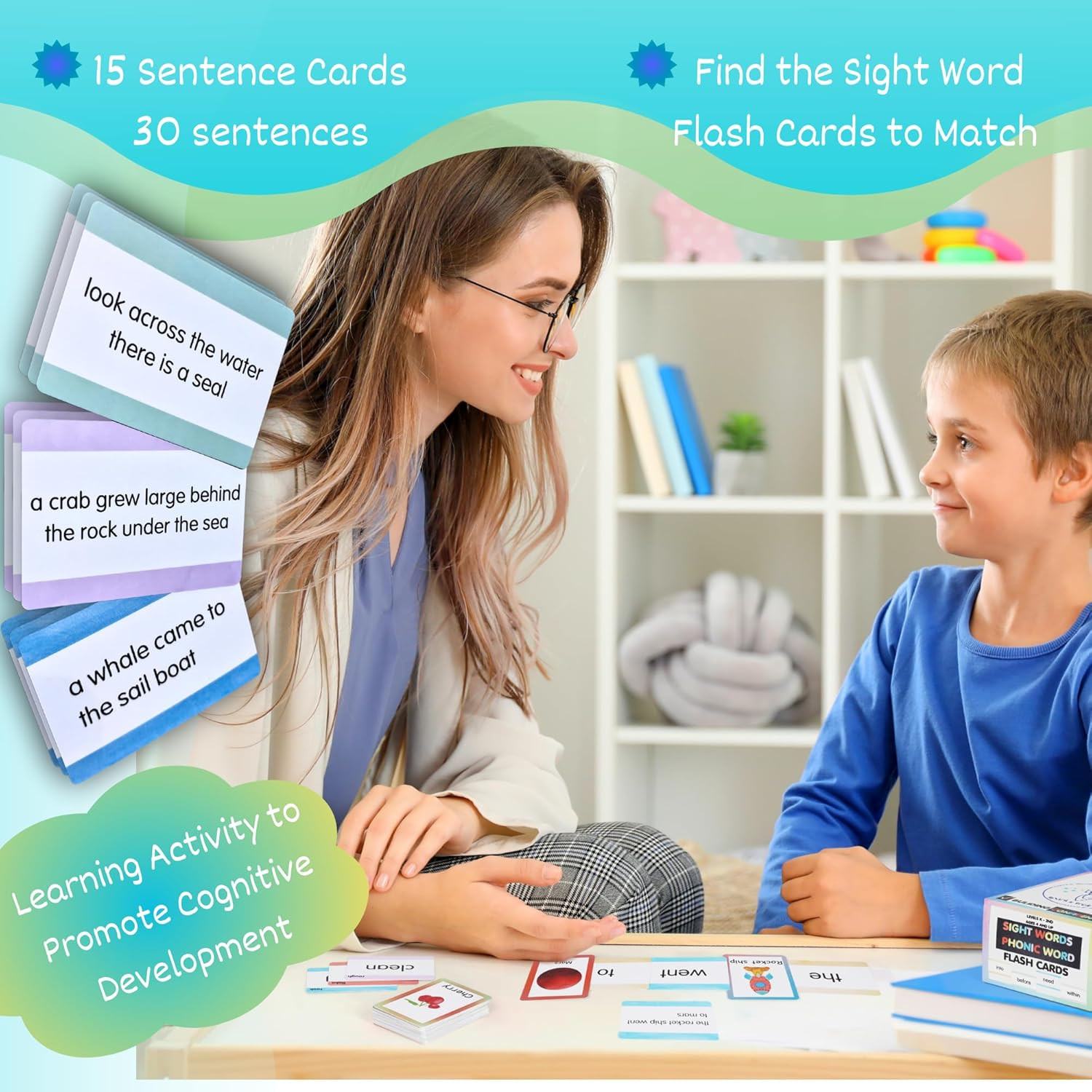 Sight Words Flash Cards Kindergarten | Picture Flashcards 500 Words | Phonics Bl