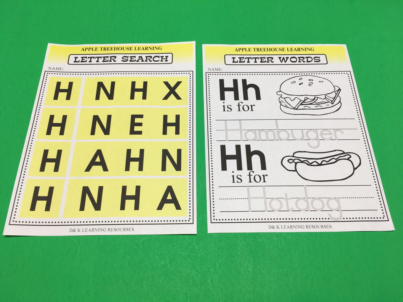 Letter Hh – Apple Treehouse Worksheets – Preschool Teaching supplies 20pgs
