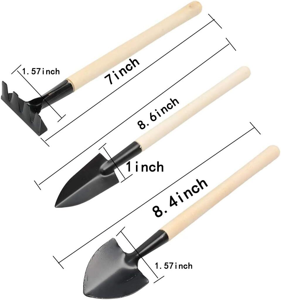 calary Mini Garden Tool Set 3 Pcs Hand Planting Tools Small Shovel/Rake/Spade