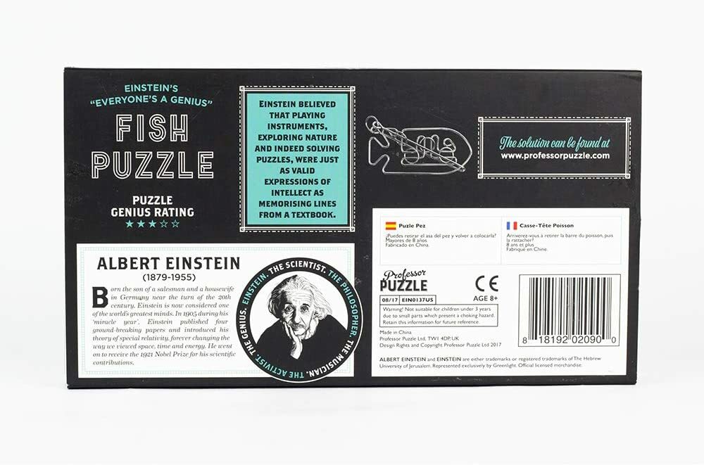 Professor Puzzle Einstein’s Fish Metal Entanglement 3D Interlocking Brain Teaser
