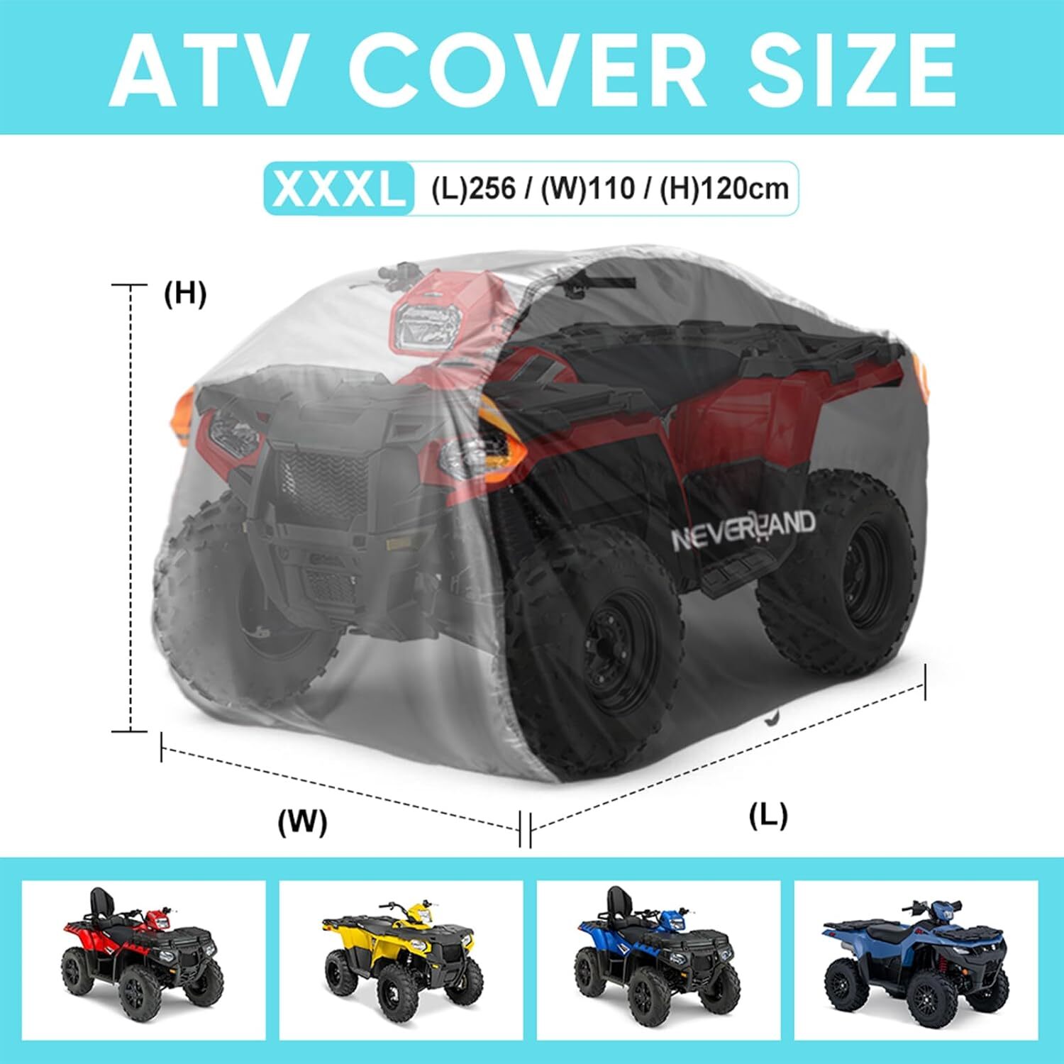 NEVERLAND ATV Cover Waterproof Heavy Duty XXXL Universal Quad Cover Outdoor
