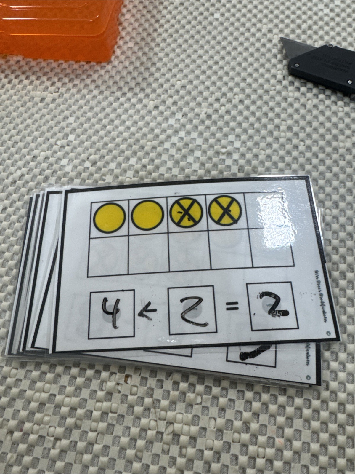 Subtraction Facts Ten Frame Cards – 13 Dry Erase Laminated Card