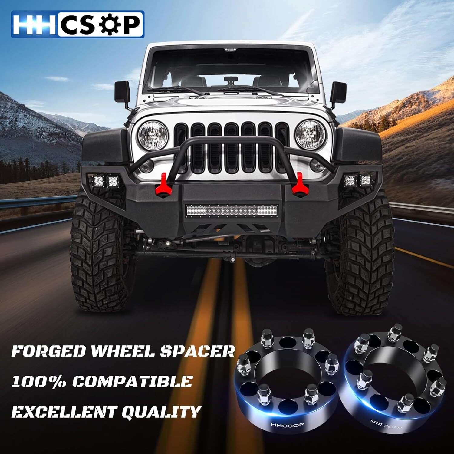 6×5.5 Wheel Spacers 2”(50mm) Hub Bore 108mm with M14x1.5 Studs for Chevy