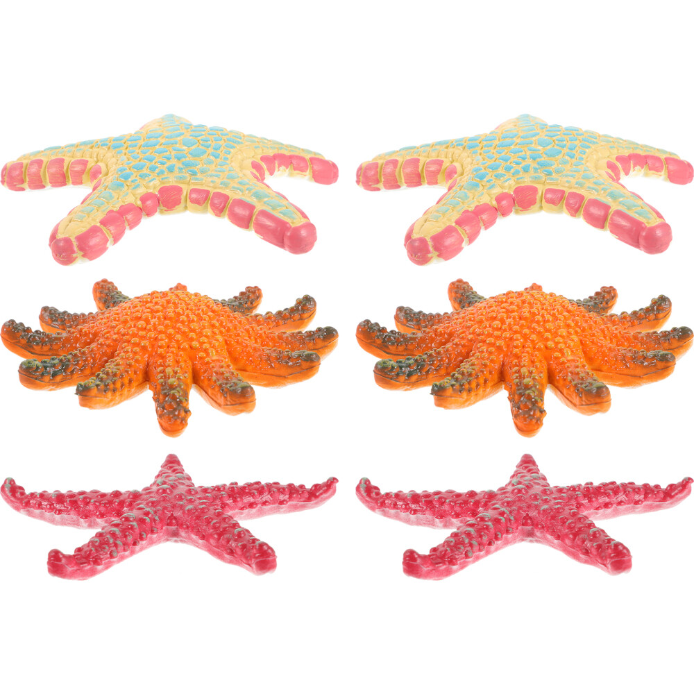 6PCS Sea Star Figurine Sea Animal Sculpture Simulation Sea Star Statue Models