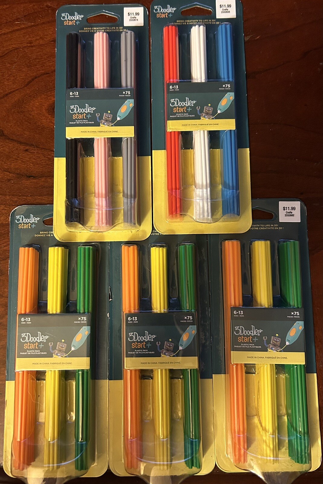 3Doodler Start+ Refill Bundle Plastic Pack Black Pink Grey Green Red 375 Pieces