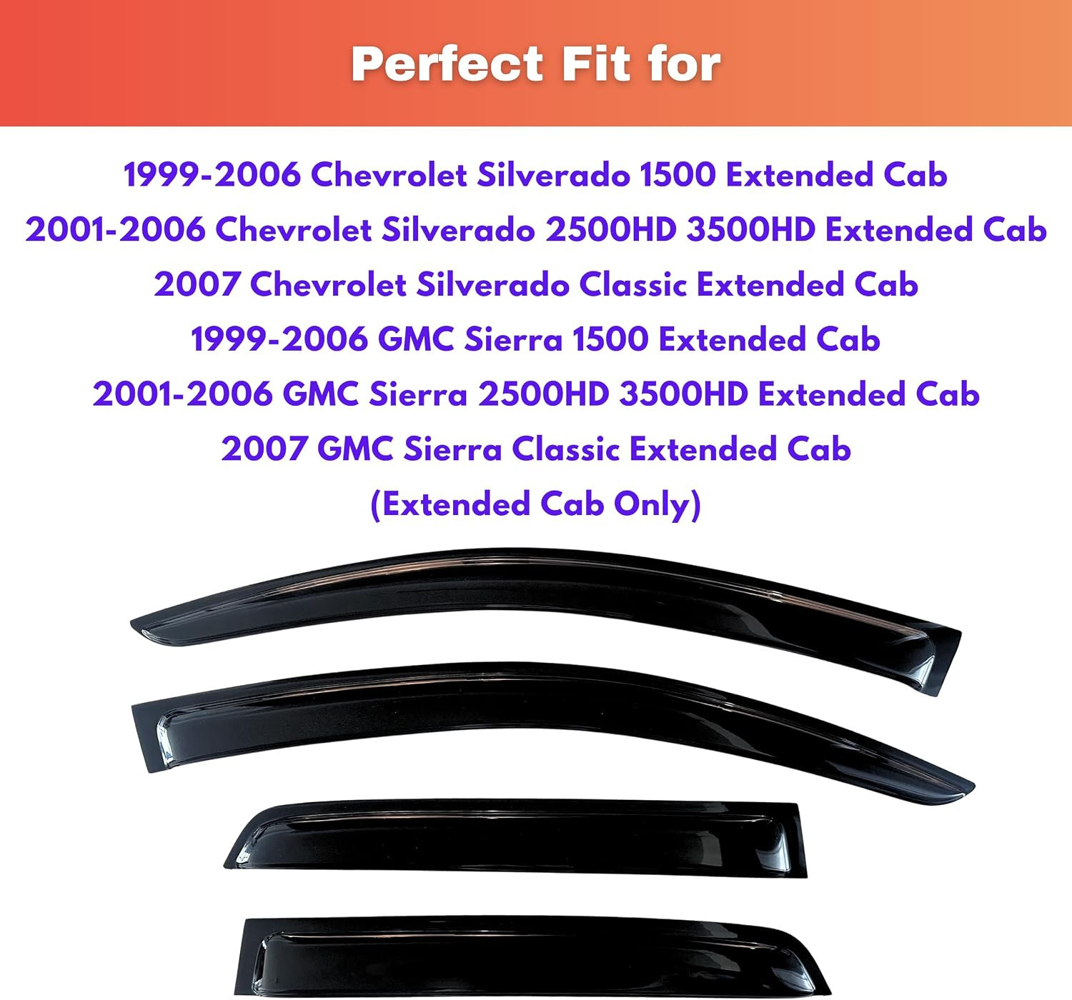 Rain Guards for 1999-2006 Chevrolet Silverado/Gmc Sierra 1500/2500HD/3500HD Exte
