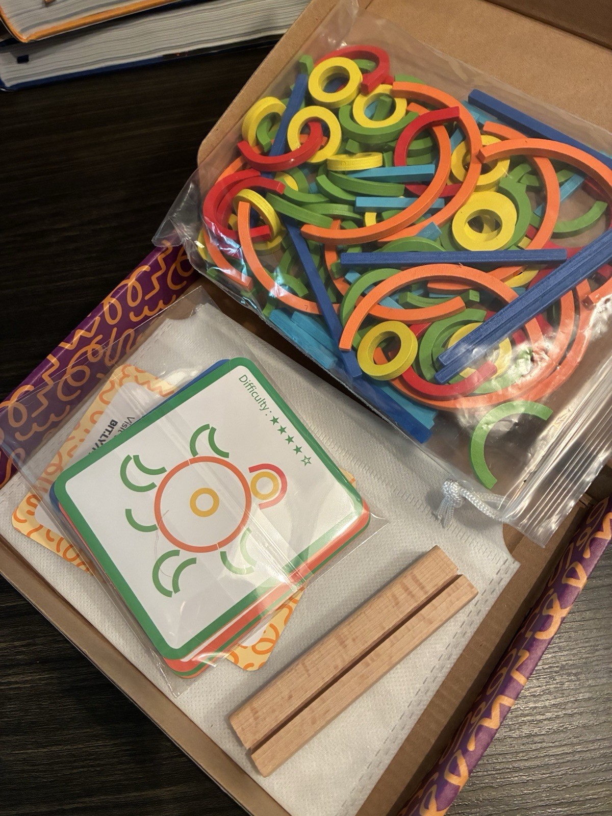 Montessori Generation Smart Sticks Set w/ Rings & Pattern Cards 3+