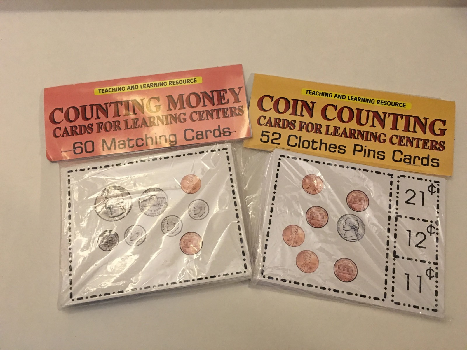 TWO (2) Learning Centers cards Counting Coins & Money Counting Teaching supplies