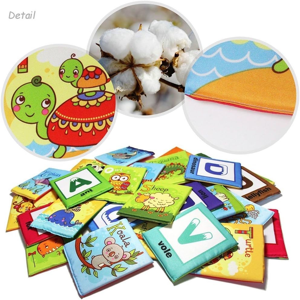 Baby Toy Zoo Series 26pcs Soft Alphabet Cards with Cloth Bag for Over 0