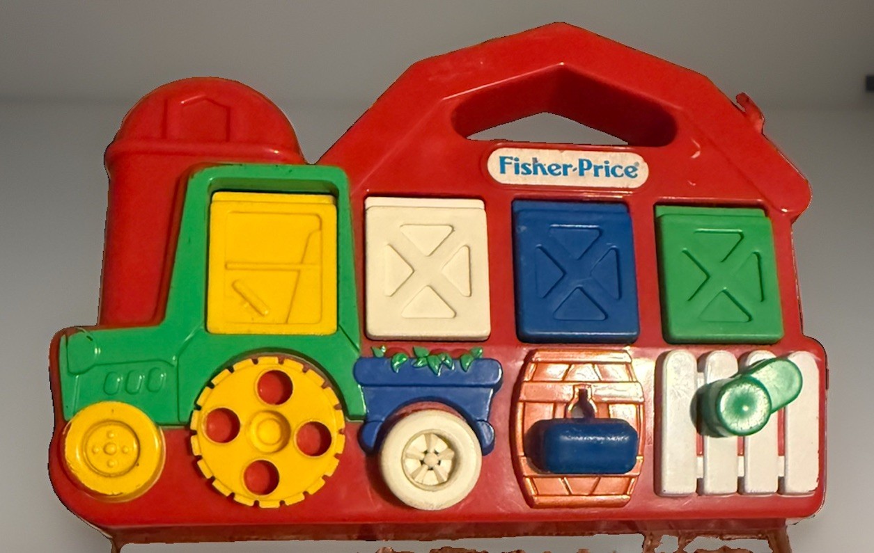 Fisher Price Farm Barn Activity Center Tractor Animals Farmer Rare Red Super FUN